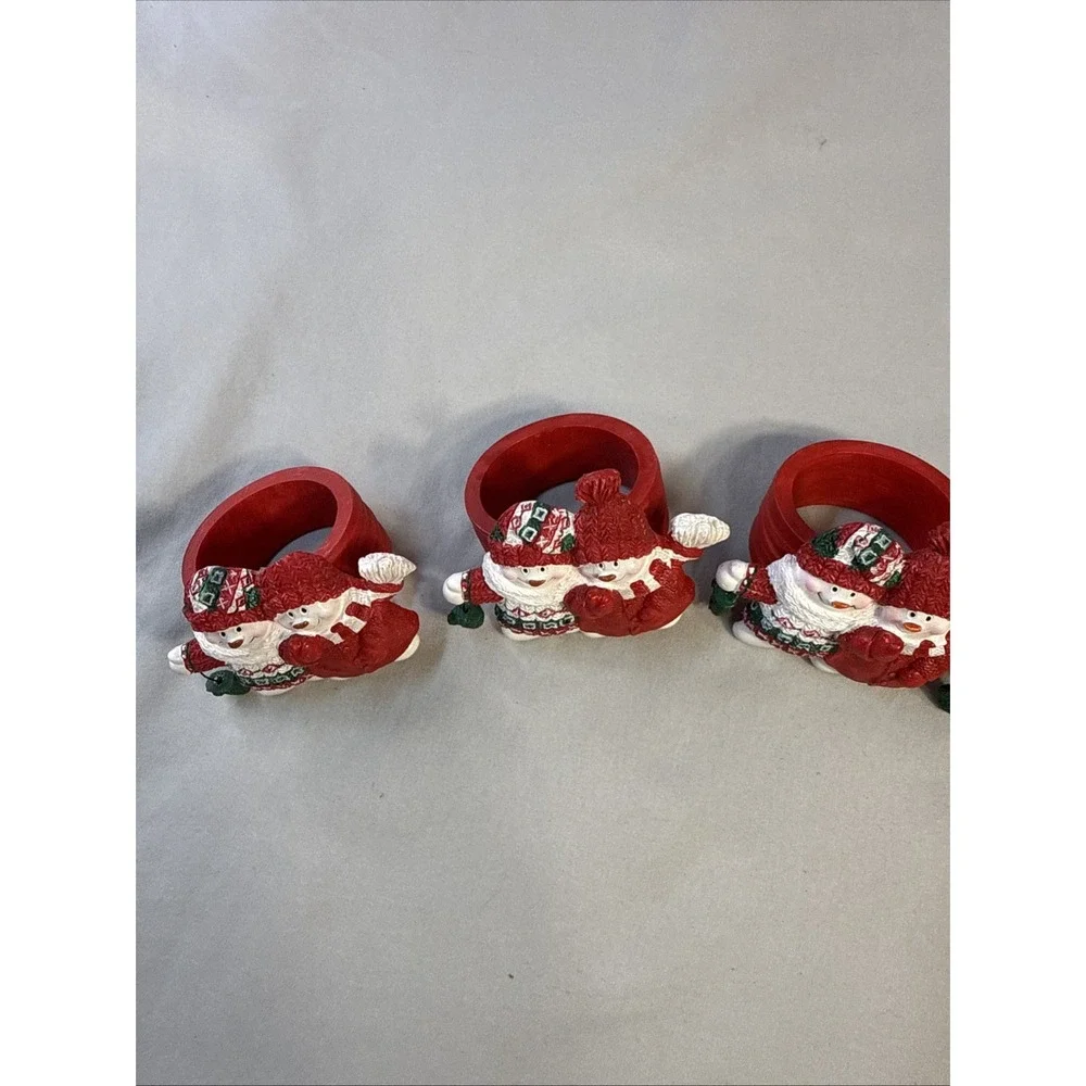 Hallmark Mitford Snowmen Napkin Rings Set of 4 Christmas Holiday Table Decor